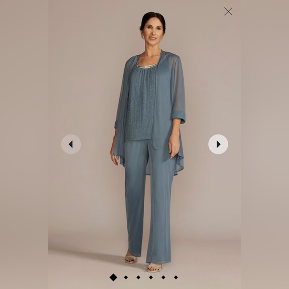 3 piece rhinestone trimmed chiffon pantsuit. Mother of the Groom/Bride outfit. - Picture 7 of 14